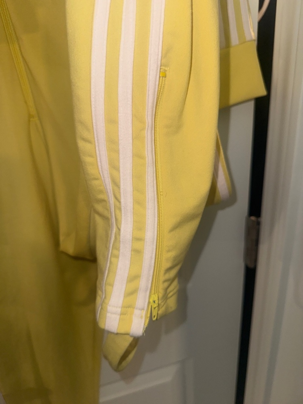 adidas Yellow women One-Piece Zip Jumpsuit with White Stripes - Picture 3 of 7